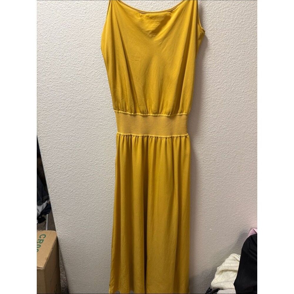 Sleeveless Golden Yellow Maxi Dress "RIB WB DRESS" in "SILK COMBO"